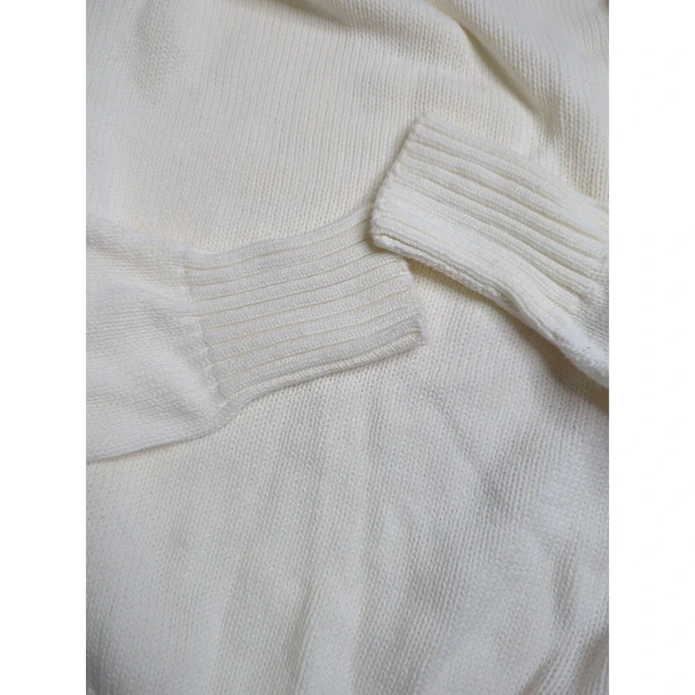 Vtg Polo Ralph Lauren Cable Knit Sweater White L Plaid Crest The Venturi 1993